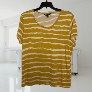 Simply Vera Vera Wang Mustard Yellow Striped Tee XXL Soft Rayon Modern FitSimply